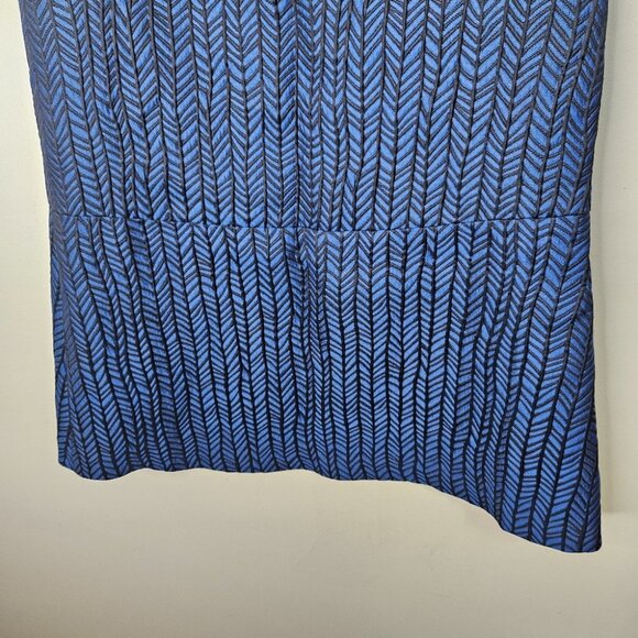 Alice + Olivia Liv Herringbone Jacquard Drop-Waist Dress Blue Black Size 8 Party - Picture 4 of 12